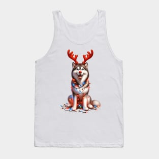 Christmas Red Nose Siberian Husky Dog Tank Top